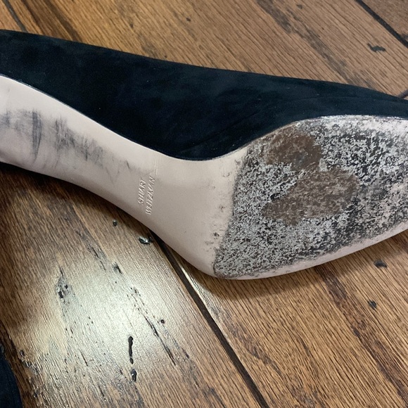 "Chic & Timeless: Gently Used Black Suede Stuart Weitzman Heels!" - Picture 3 of 5